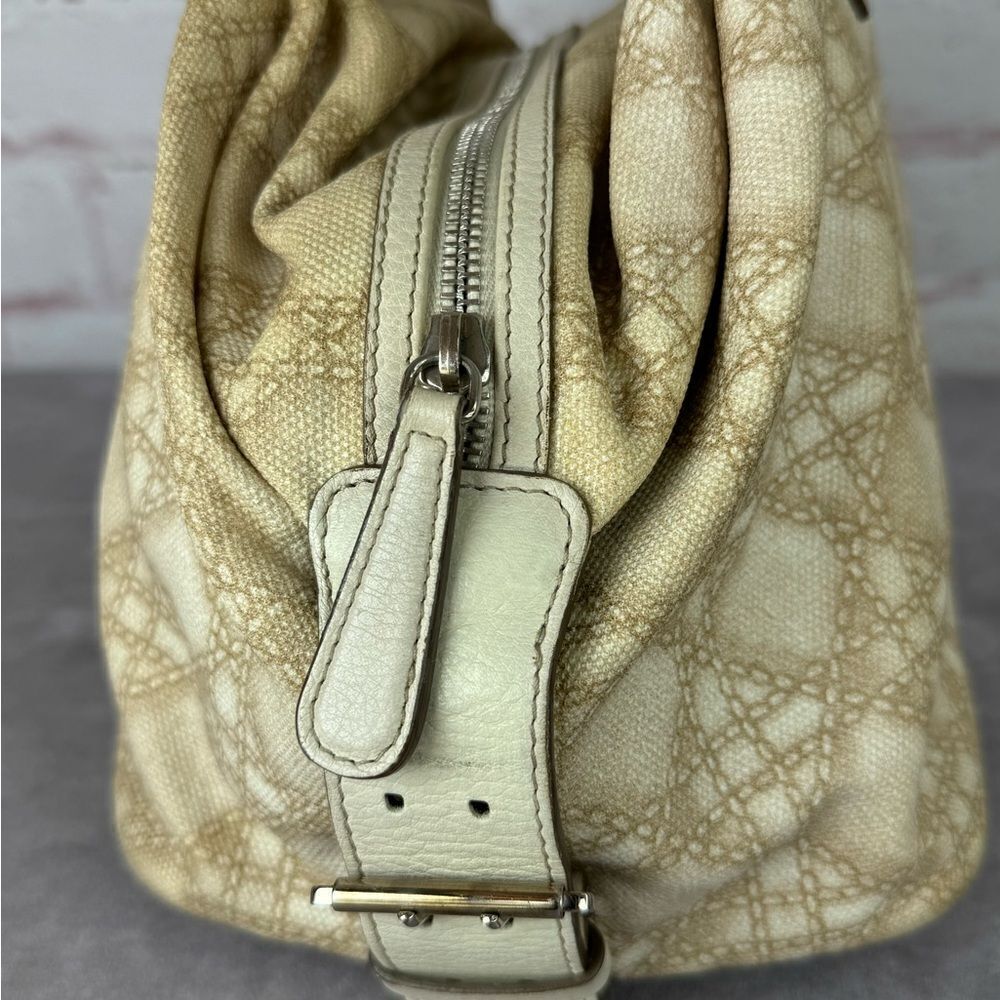 Dior Cream Cherie Cannage Printed Canvas Zip Bag - Picture 5 of 16